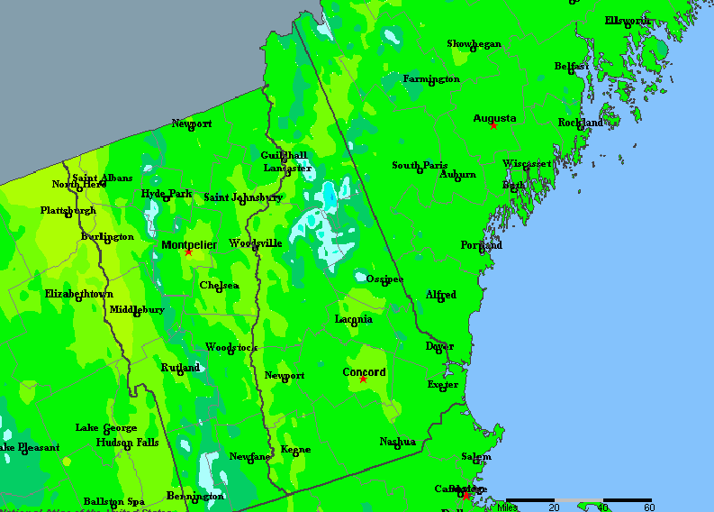 New Hampshire, United States Average Annual Yearly Climate for Rainfall